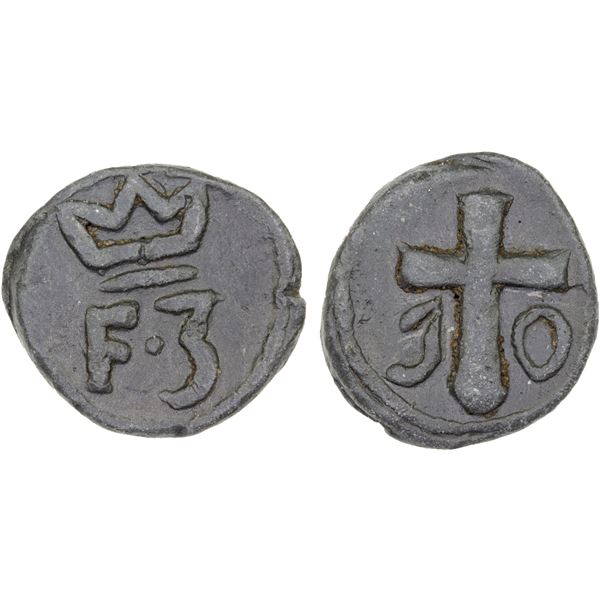 DANISH INDIA: TRANQUEBAR: Frederik III, 1648-1670, lead kas (2.60g), ND, VF-XF