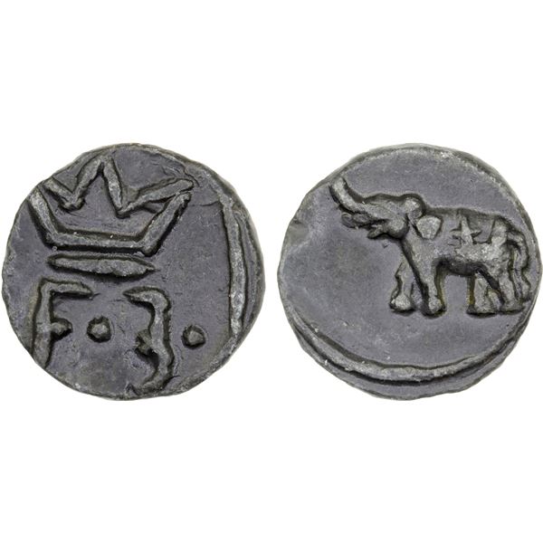 DANISH INDIA: TRANQUEBAR: Frederik III, 1648-1670, lead kas (2.49g), ND, XF-AU