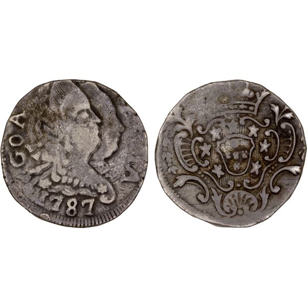 PORTUGUESE INDIA: GOA: Maria I & Pedro III, 1777-1787, AR rupia, 1787, VF