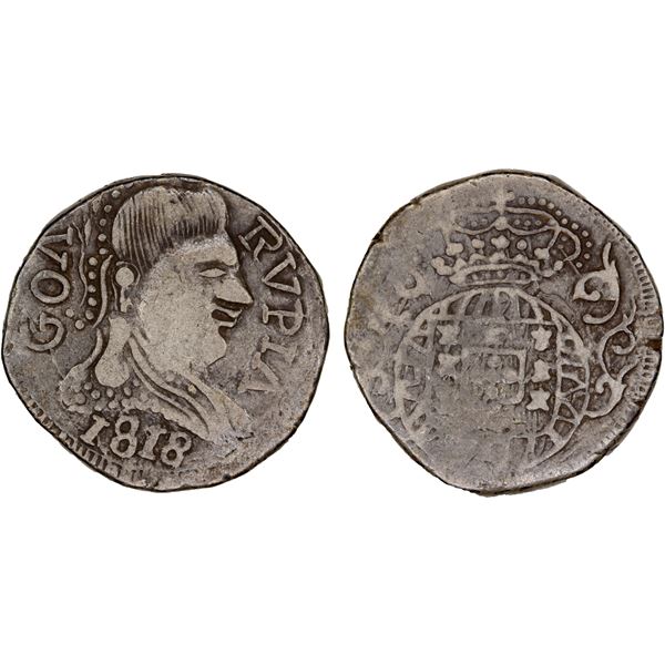 PORTUGUESE INDIA: GOA: João VI, 1816-1826, AR rupia, 1818, pleasing VF-XF