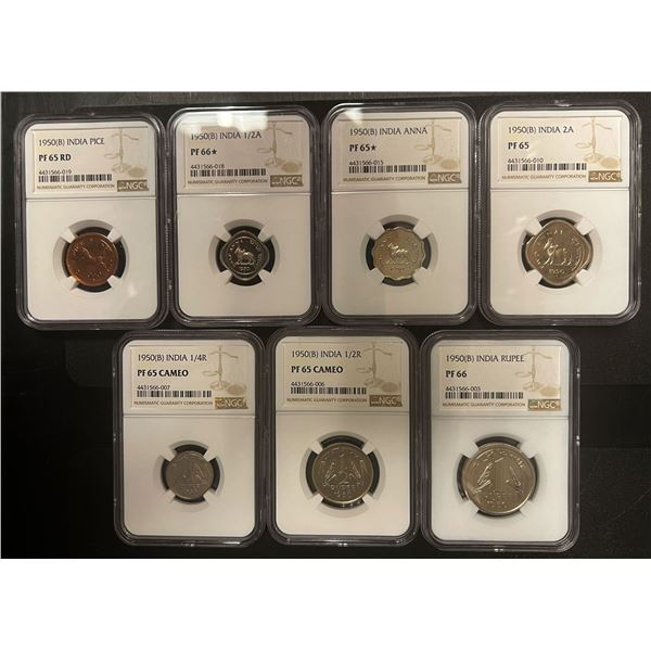 INDIA: Republic, 7-coin proof set, 1950(b)