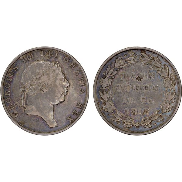 CHINESE CHOPMARKS: GREAT BRITAIN: George III, 1760-1820, AR 1 shilling 6 pence, 1812, VF