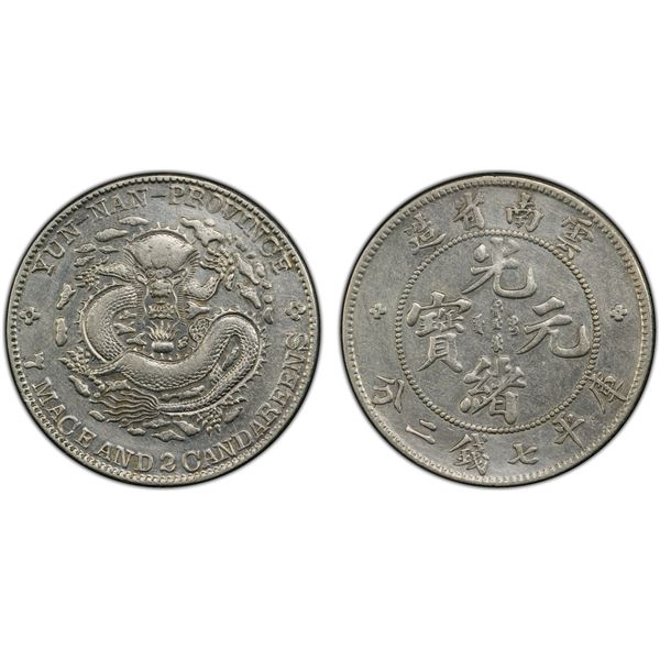 YUNNAN: Kuang Hsu, 1875-1908, AR dollar, Kunming, ND (1908), PCGS XF details