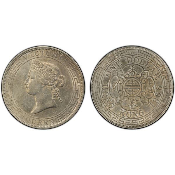 HONG KONG: Victoria, 1841-1901, AR dollar, 1866, PCGS AU