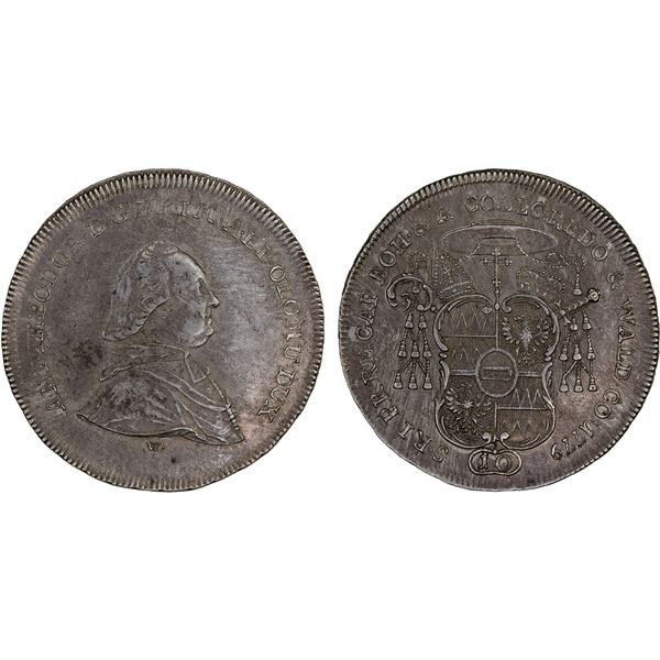 OLMÜTZ: Antonín Theodor of Colloredo-Waldsee, 1777-1811, AR 10 kreuzer, 1779, XF-AU