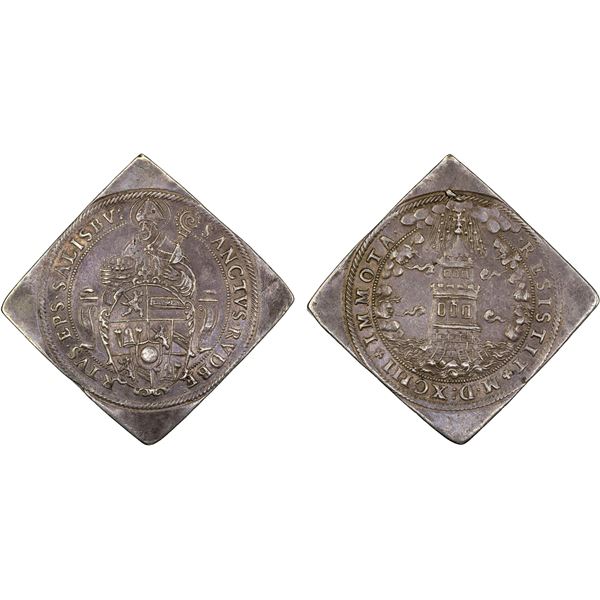 SALZBURG: Wolf Dietrich von Raitenau, 1587-1612, AR turmthaler klippe (28.51g), 1593, VF-XF
