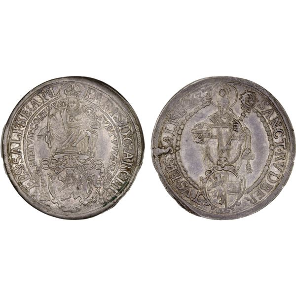 SALZBURG: Paris von Lodron, 1619-1653, AR thaler (28.70g), 1637, XF-AU