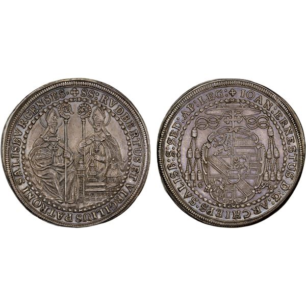 SALZBURG: Johann Ernst, 1687-1709, AR 1/2 thaler (16.59g), 1694, AU