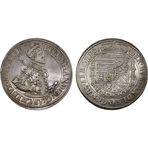 AUSTRIA: Ferdinand I, 1521-1564, AR thaler (28.29g), ND (1577-1595), XF