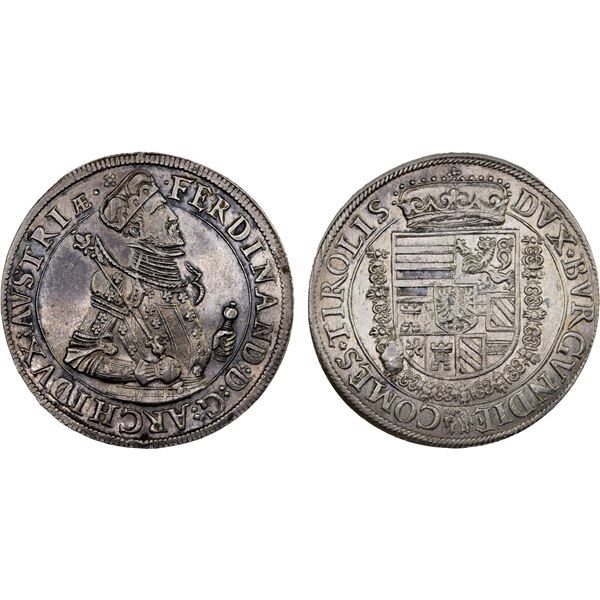 AUSTRIA: Ferdinand I, 1564-1595, AR thaler (28.29g), ND, XF