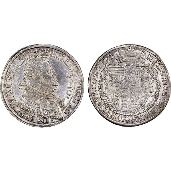 AUSTRIA: Rudolf II, 1576-1612, AR thaler (28.57g), 1610, About VF
