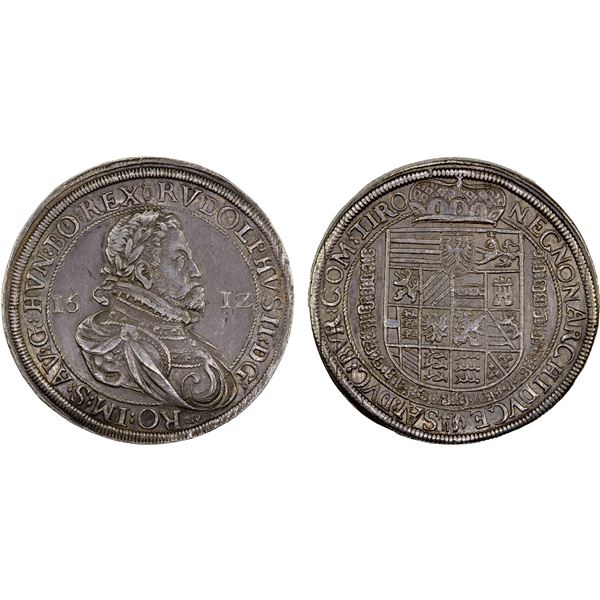 AUSTRIA: Rudolf II, 1576-1612, AR thaler (28.58g), 1612, XF