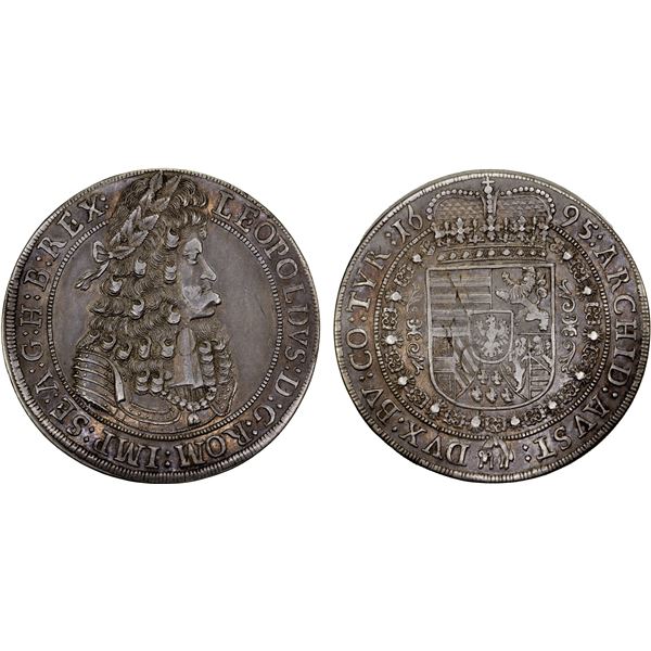AUSTRIA: Leopold I, 1657-1705, AR thaler (28.54g), 1695, XF