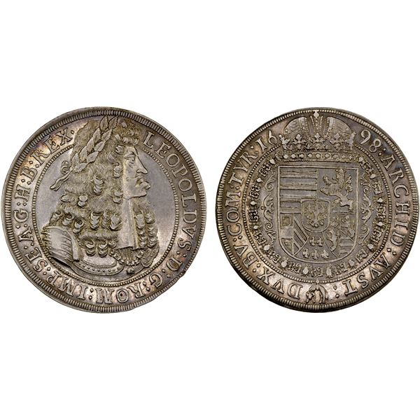 AUSTRIA: Leopold I, 1657-1705, AR thaler (28.50g), 1698, AU