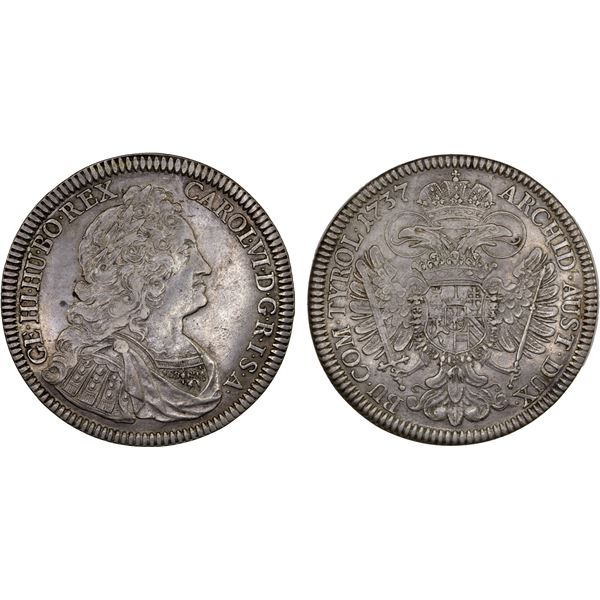 AUSTRIA: Karl VI, 1711-1740, AR thaler (28.76g), XF