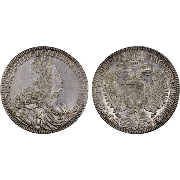 AUSTRIA: Karl VI, 1711-1746, AR thaler (28.70g), 1719, AU