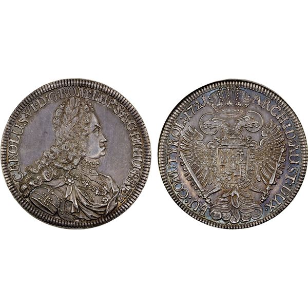 AUSTRIA: Karl VI, 1711-1740, AR thaler (28.57g), 1721, AU