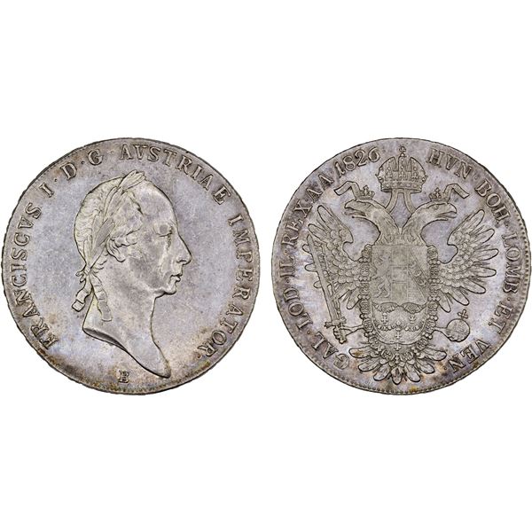 AUSTRIA: Francis I, 1804-1835, AR thaler, 1826-B, AU