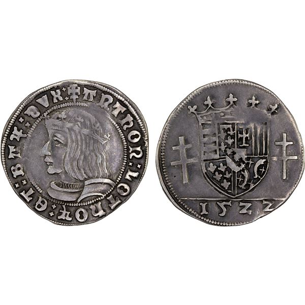 LORRAINE: Anthony, 1508-1544, AR quart de teston (2.38g), 1522, VF