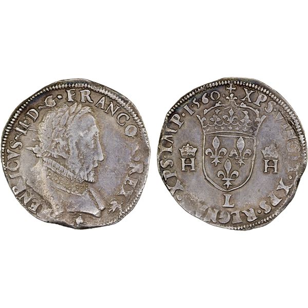 FRANCE: François II, 1559-1560, AR teston (9.45g), Bayonne, 1560-L, VF