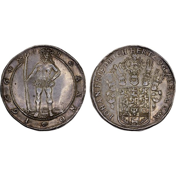 BRUNSWICK-LÜNEBURG-CALENBERG: Johann Friedrich, 1665-1679, AR thaler (28.73g), 1666-HS, XF