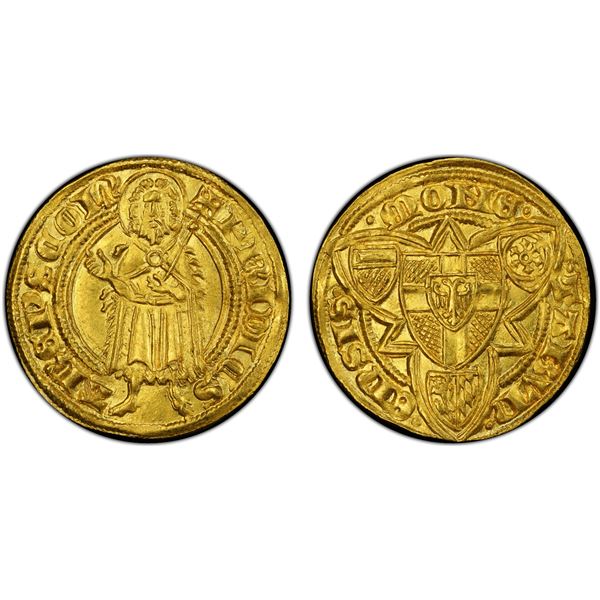 COLOGNE: Friedrich III von Saarwerden, 1371-1414, AV goldgulden (3.49g), Bonn, PCGS MS63
