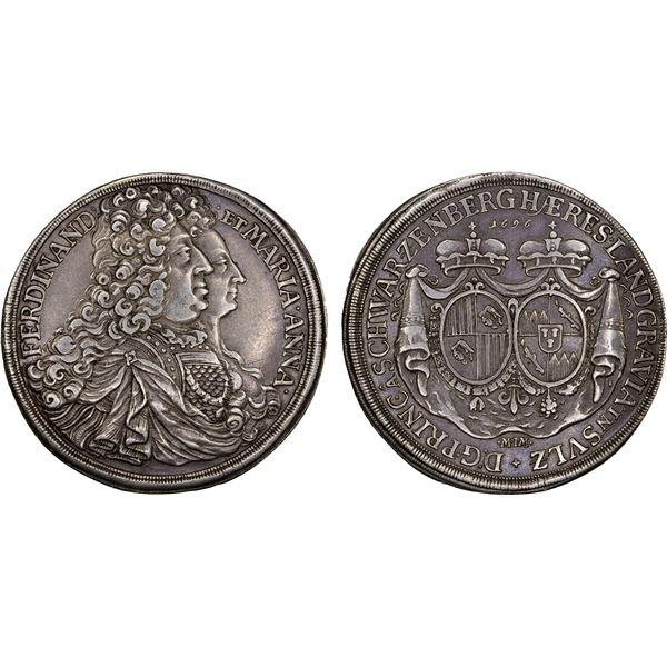 SCHWARZENBERG: Ferdinand Wilhelm Eusebius, 1683-1703, AR thaler (28.84g), 1696, VF-XF