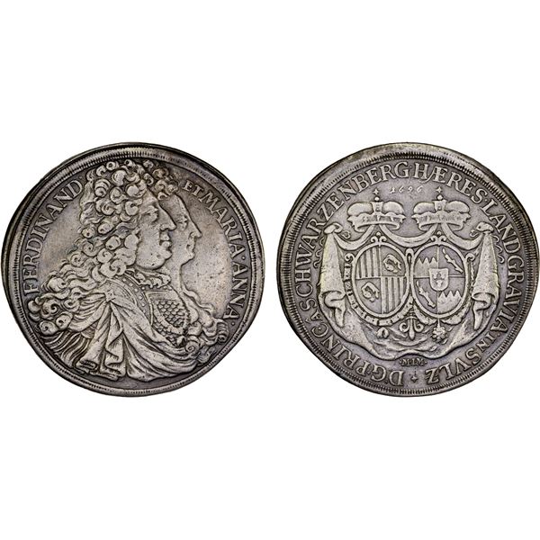 SCHWARZENBERG: Ferdinand Wilhelm Eusebius, 1683-1703, AR thaler, 1696, VF