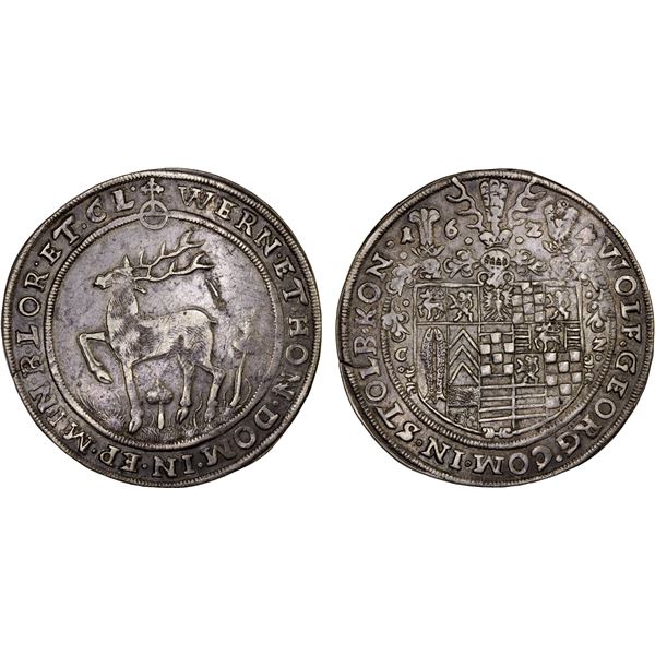 STOLBERG-STOLBERG: Wolfgang Georg, 1615-1631, AR thaler (28.72g), 1624, XF