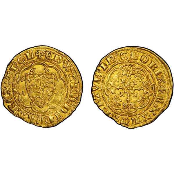 ENGLAND: Edward III, 1327-1377, AV 1/4 noble (1.93g), London, ND (1361-1369), PCGS MS62