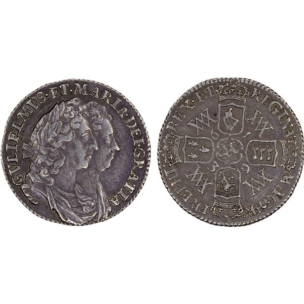 ENGLAND: William & Mary, 1689-1694, AR 6 pence, 1693, XF-AU