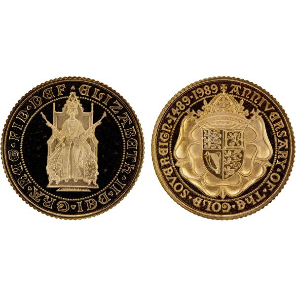 GREAT BRITAIN: Elizabeth II, 1952-2022, AV 1/2 sovereign, 1989, Choice Proof