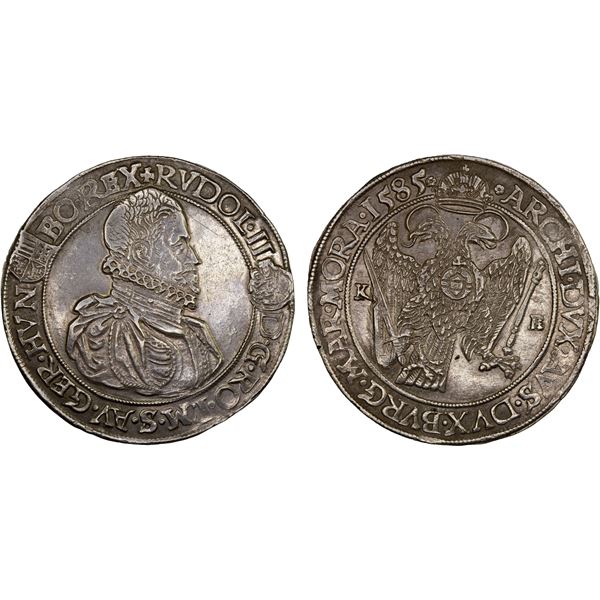HUNGARY: Rudolf, 1576-1608, AR thaler, 1585, XF