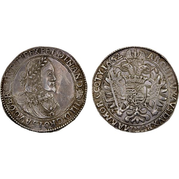 HUNGARY: Ferdinand III, 1637-1657, AR thaler (28.59g), 1652, XF