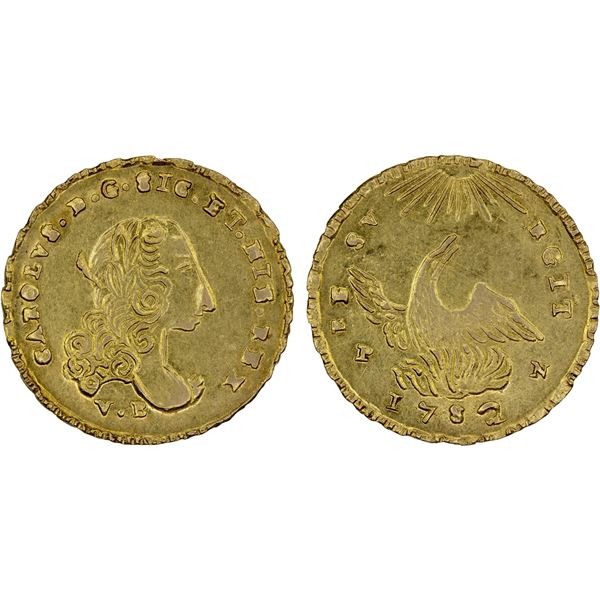 SICILY: Charles V, 1735-1759, AV oncia (4.45g), 1752-PN, AU