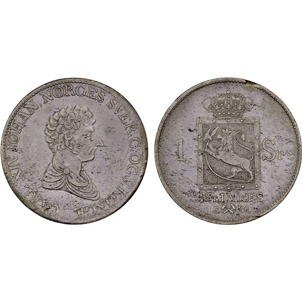 NORWAY: Carl XIV Johan, 1818-1844, AR speciedaler, 1830, XF