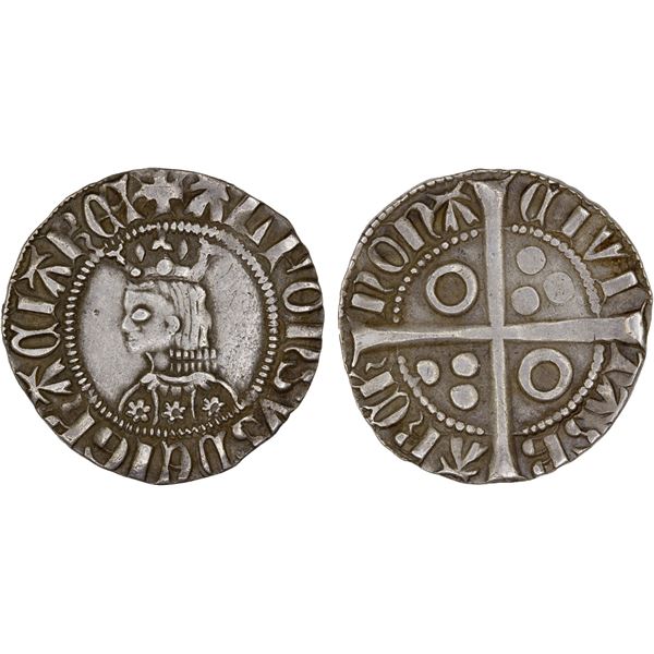 SPAIN: BARCELONA: Alfonso III of Aragon, 1327-1336, AR croat (3.18g), Barcelona, Choice VF