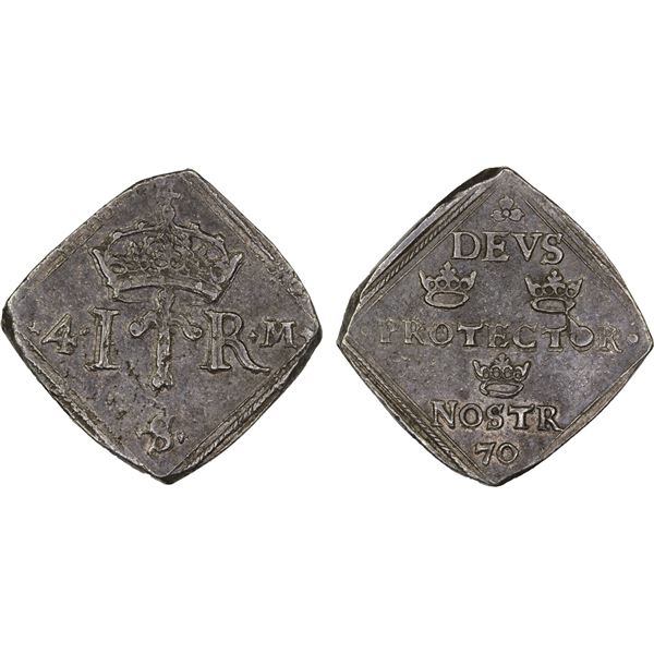 SWEDEN: John III, 1568-1592, AR 4 mark (12.79g), 1570, XF