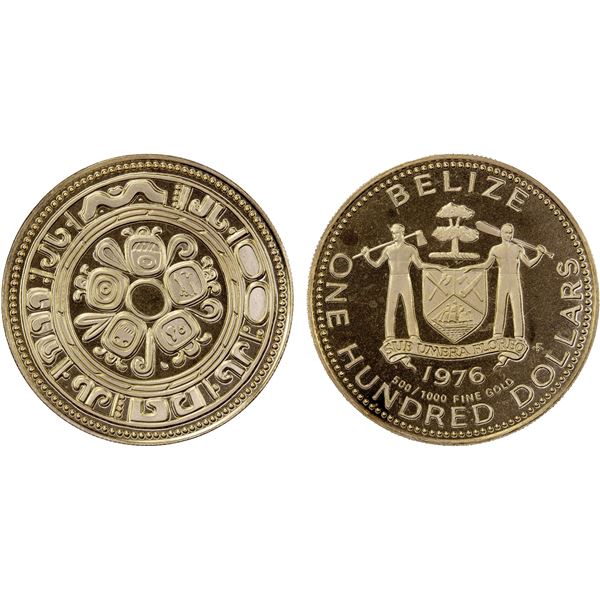 BELIZE: Elizabeth II, 1952-2022, AV 100 dollars, 1976-FM, Choice Proof