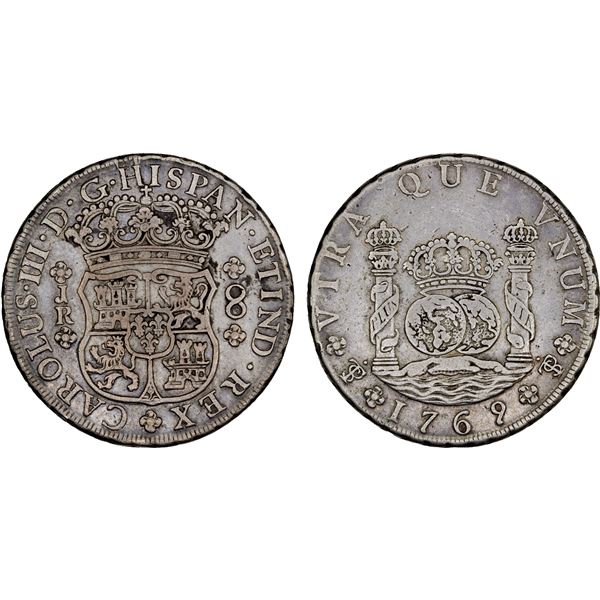 BOLIVIA: Carlos III, 1759-1788, AR 8 reales (26.68g), 1769-PTS, VF