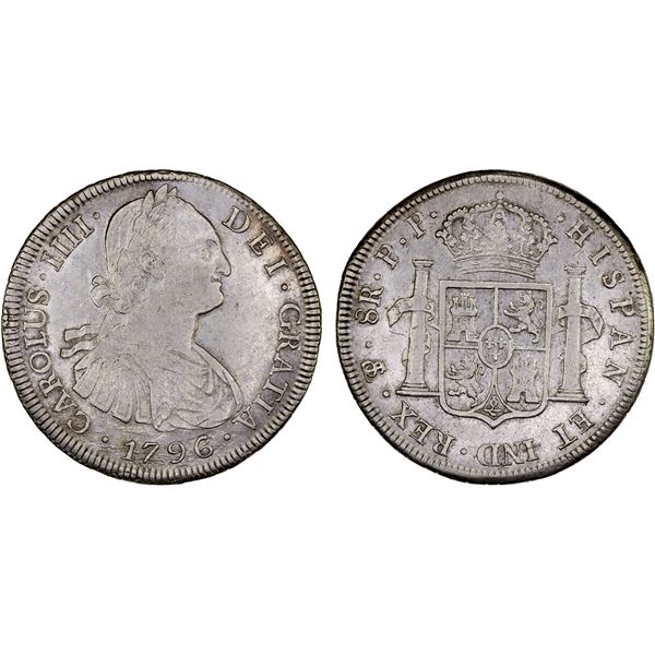 BOLIVIA: Carlos IV, 1788-1808, AR 8 reales, 1796, VF-XF