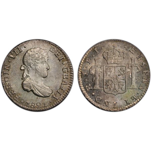 BOLIVIA: Fernando VII, 1808-1825, AR 1/2 real, 1821-PTS, PCGS MS64