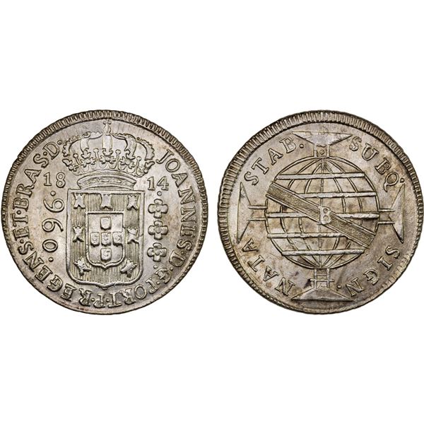 BRAZIL: João, regent, 1799-1816, AR 960 reis, 1814-B, UNC