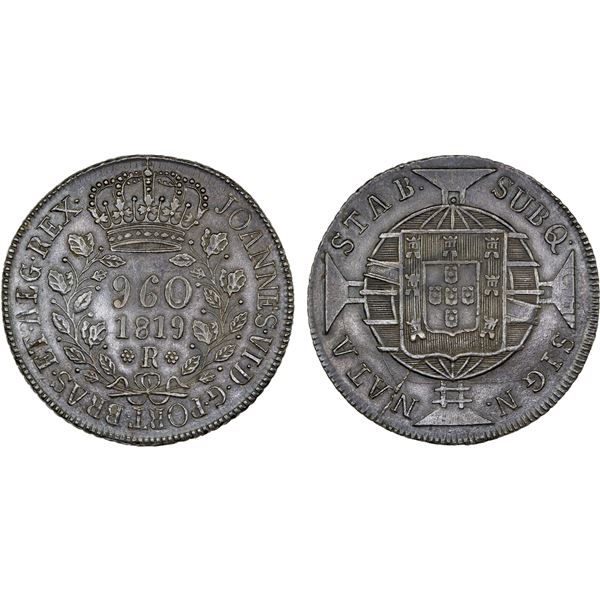 BRAZIL: João VI, 1816-1822, AR 960 reis, 1819-R, Choice AU