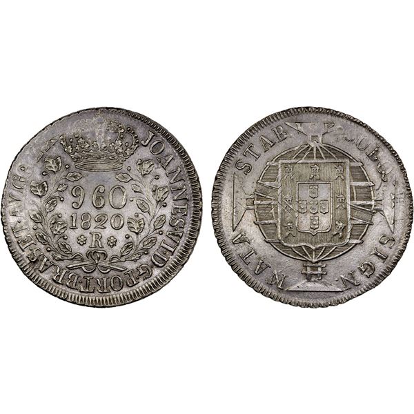 BRAZIL: João VI, 1816-1822, AR 960 reis, 1820-R, Choice AU