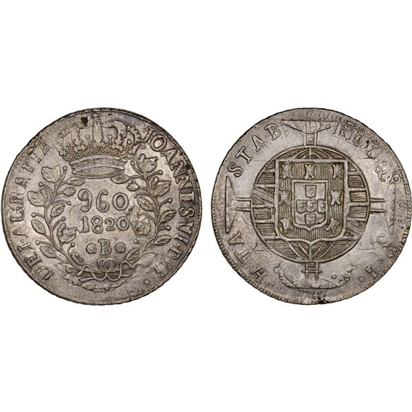 BRAZIL: João VI, 1816-1822, AR 960 reis, 1820-B, XF-AU