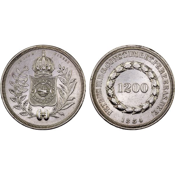 BRAZIL: Pedro II, 1831-1889, AR 1200 reis, 1834, XF