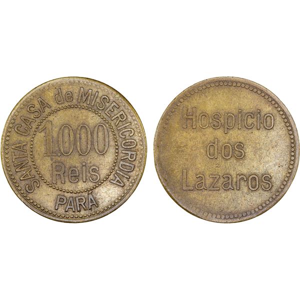 BRAZIL: Leprosarium Coinage, 1,000 reis, ND (1920), VF