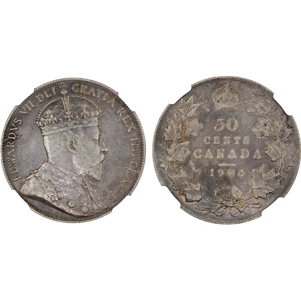 CANADA: Edward VII, 1901-1910, AR 50 cents, 1904, NGC XF