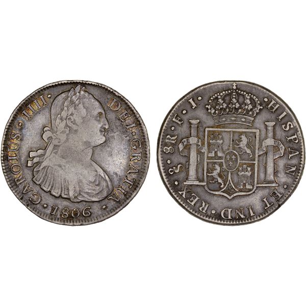CHILE: Carlos IV, 1788-1808, AR 8 reales, 1806-So, VF